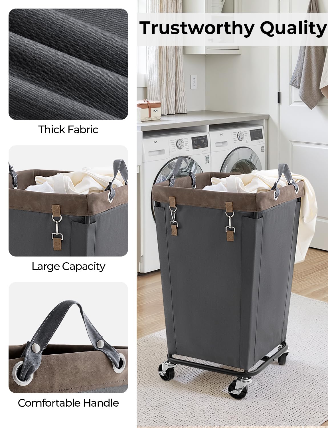 StorageWorks dirty clothes basket designed for hotel rooms and tidy spaces