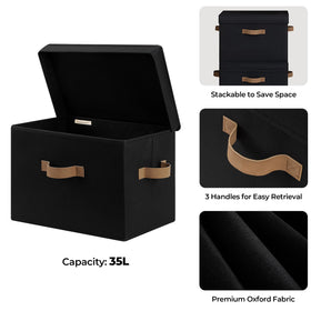 StorageWorks heavy-duty fabric bin reinforced for reliable support up to 25 lb.