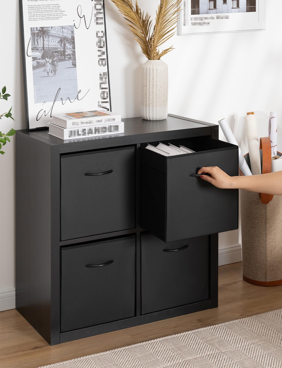 StorageWorks modern black cube storage enhances bedrooms, offices, and closets