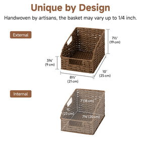 Round paper rope design adds natural texture to kitchen shelves.