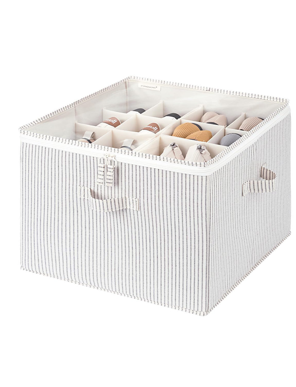 StorageWorks shoe organizer in a closet keeps footwear neatly arranged and accessible.