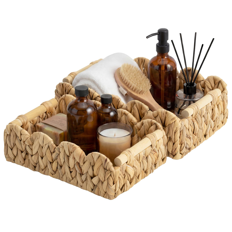 StorageWorks toilet paper basket two-pack viewed from back of toilet for easy access