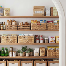 StorageWorks water hyacinth basket in a kitchen, ideal for pantry organization