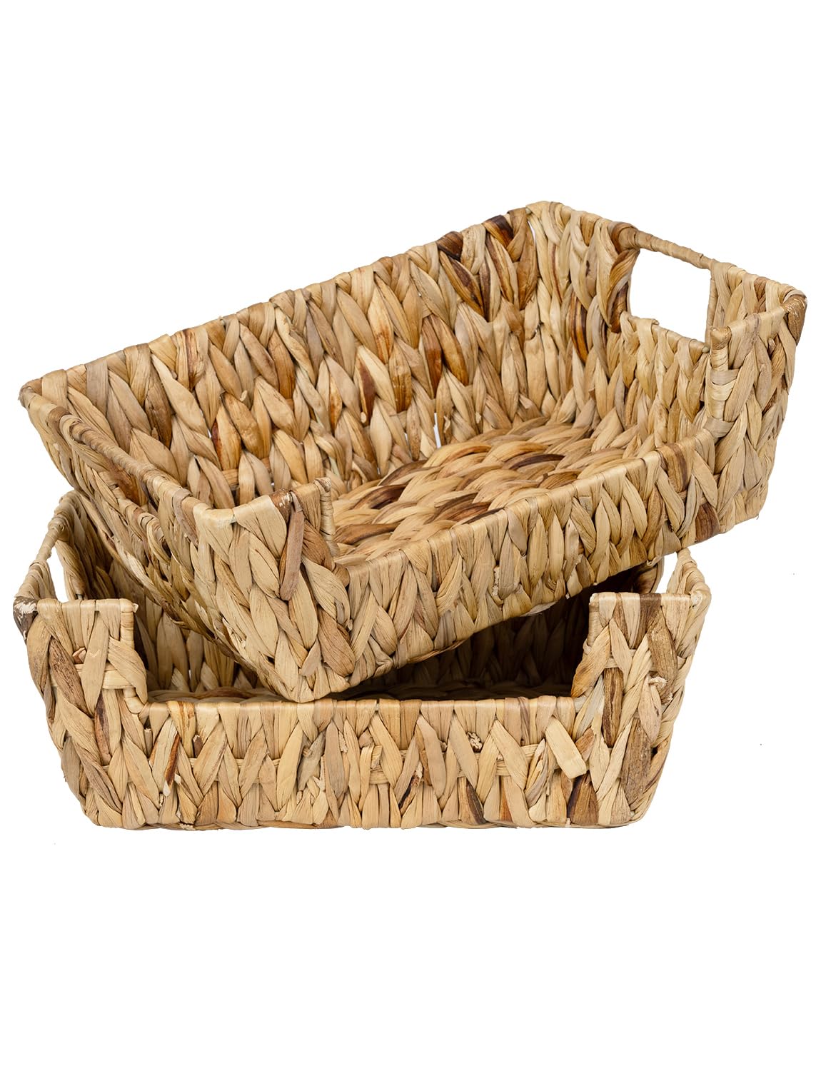 StorageWorks wicker basket with stackable design keeps pantry organized.