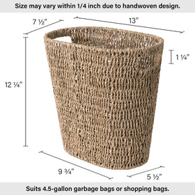 StorageWorks waste basket with built-in handles for easy transport