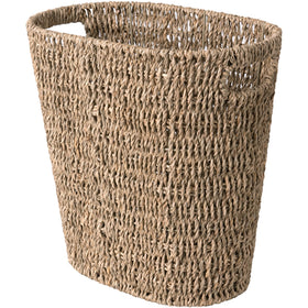 StorageWorks wicker waste basket in natural seagrass for small spaces