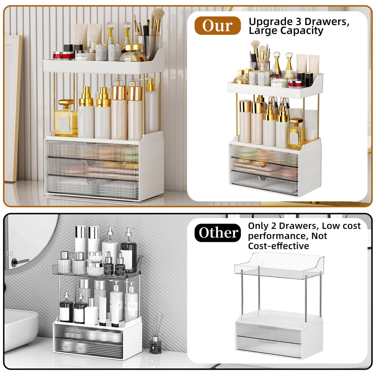 StorBin top-shelf vanity view keeps perfumes visible and organized