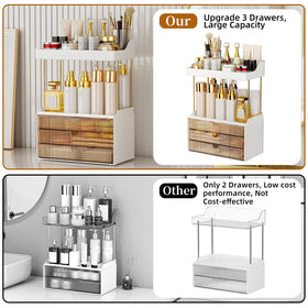 StorBin 3 large drawers makeup organizer made from durable ABS and metal tubes.