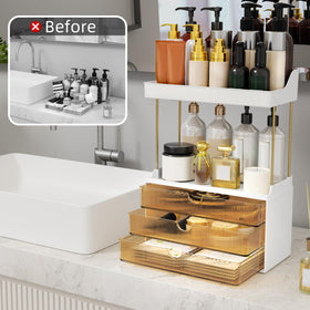 StorBin 3 large drawers makeup organizer drawer open for easy access.