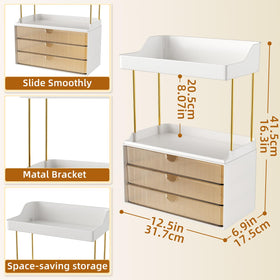 StorBin vanity organizer with sliding drawers keeps palettes and tools within reach.