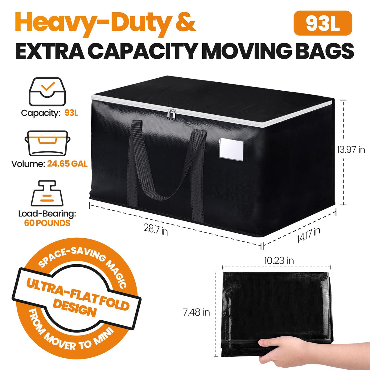 StoreHappily bag shows a double zipper for quick loading and unloading.