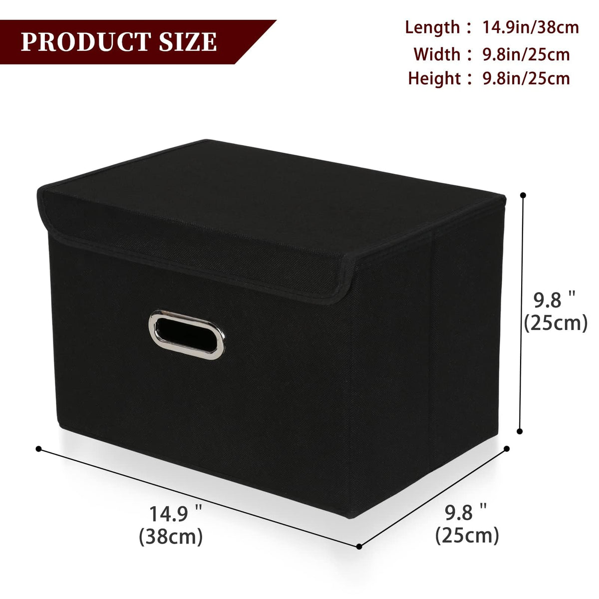 STOREONE foldable bin with lid and metal handles keeps items organized and dust-free.