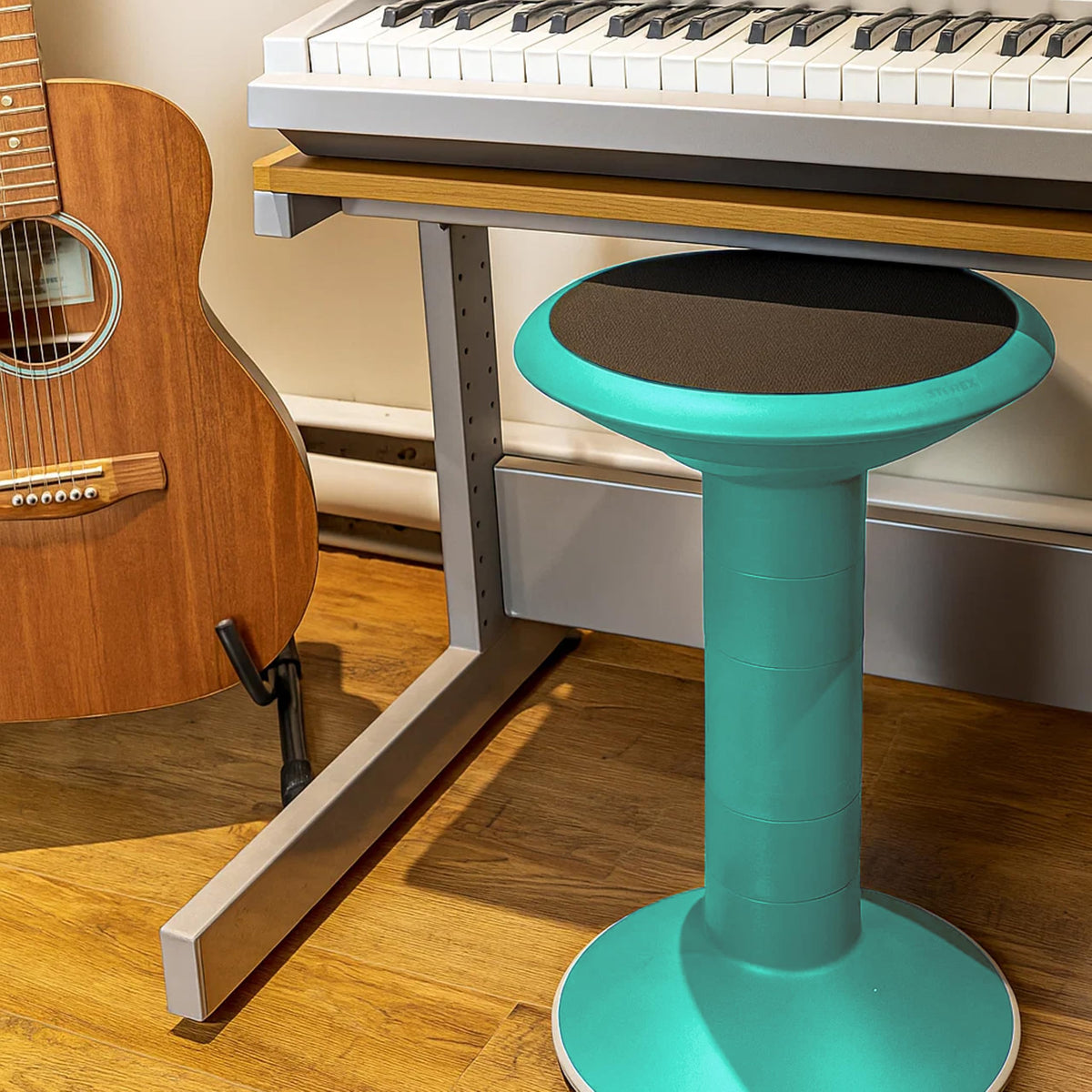 Storex Wiggle Stool teal integrated handles make carrying easy for kids
