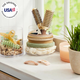 STORi Bella clear plastic organizer showcases hair ties with easy access.