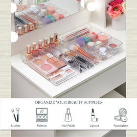 STORi SimpleSort clear dividers create quick visibility for makeup and jewelry.