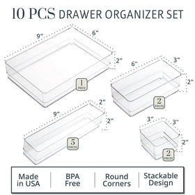 STORi SimpleSort stackable trays maximize drawer space for office supplies.