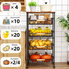 Storico 5-tier cart with mesh baskets keeps items organized and accessible.