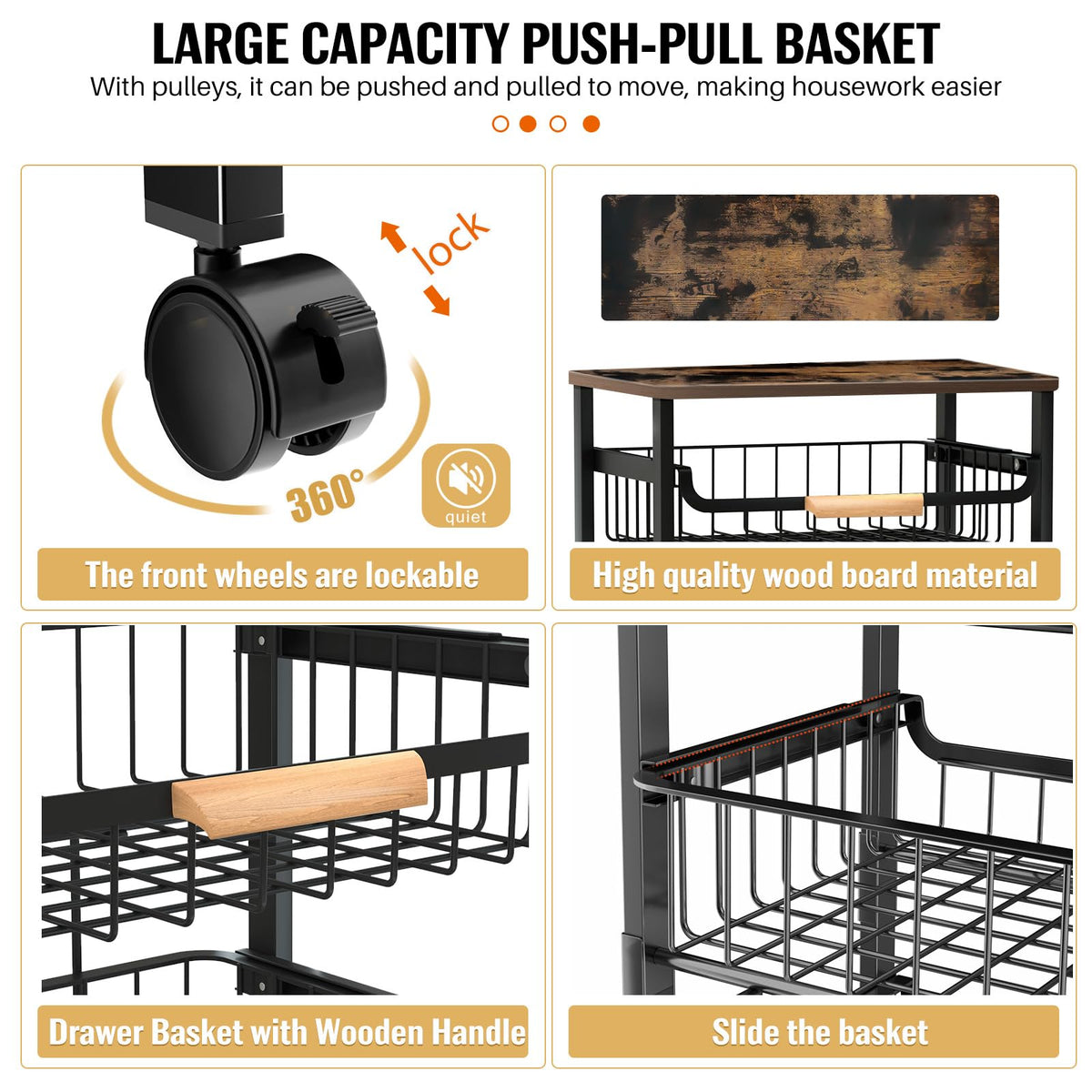 Storico rolling cart on wheels moves easily for versatile room organization.
