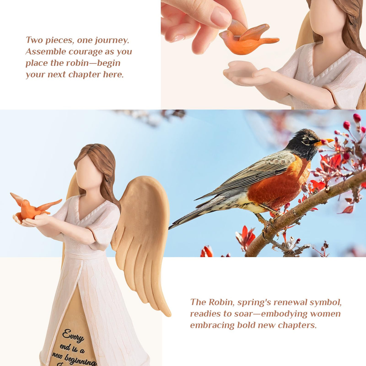 Storieme hand-finished angel figurine detail in premium resin finish.