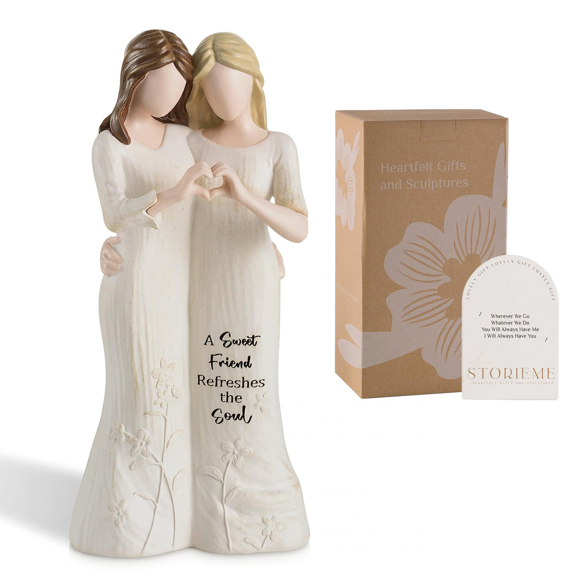 Storieme best-friend-figurine hand-painted creamy white dress for heartfelt friendship display.