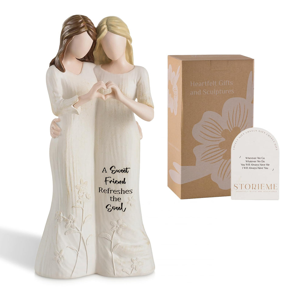 Storieme best-friend-figurine hand-painted creamy white dress for heartfelt friendship display.