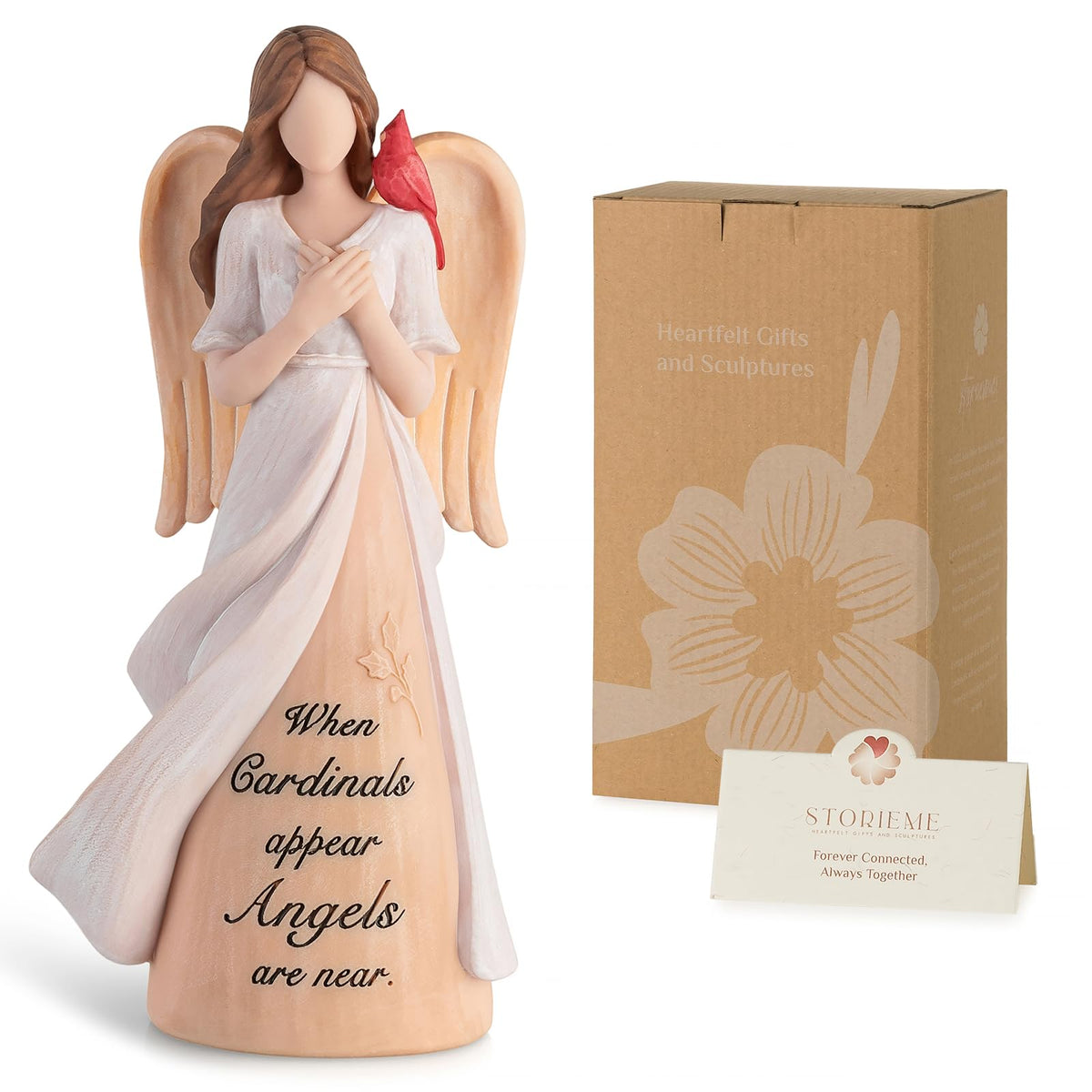 Storieme cardinal guardian angel figurine on shoulder for memorial display