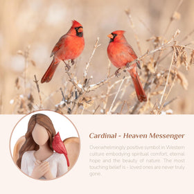 Storieme cardinal hand-painted details evoke warmth for sympathy decor