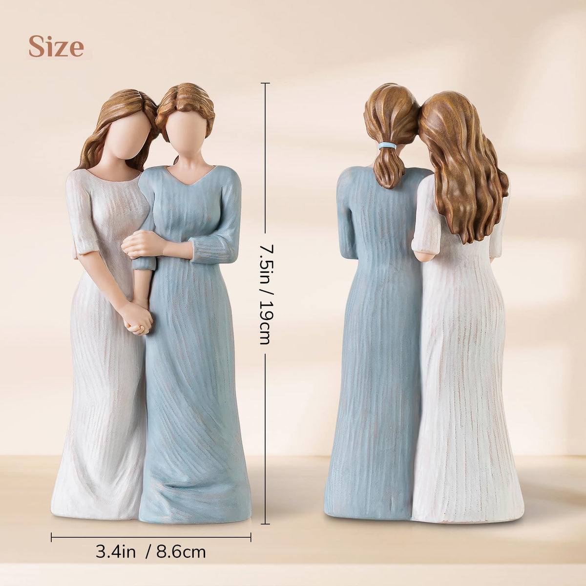 Storieme dresser display figurine adds heartfelt decor.