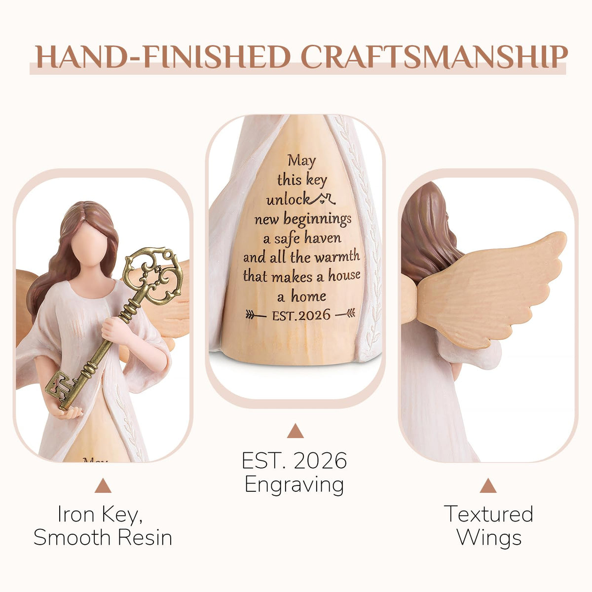 Storieme hand-carved angel figure showcased on tabletop centerpiece sparking conversations