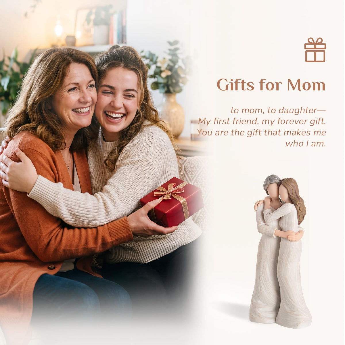 Storieme hand-painted-detail mother-daughter statue showcasing premium craftsmanship for lasting decor.