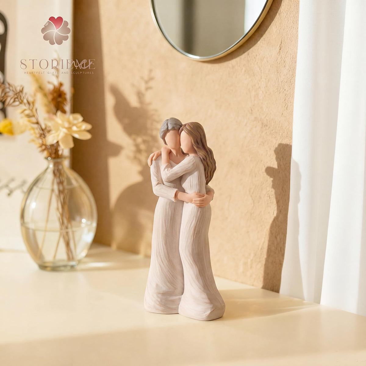 Storieme home-decor display enhances shelves, mantels, or desks with warmth.