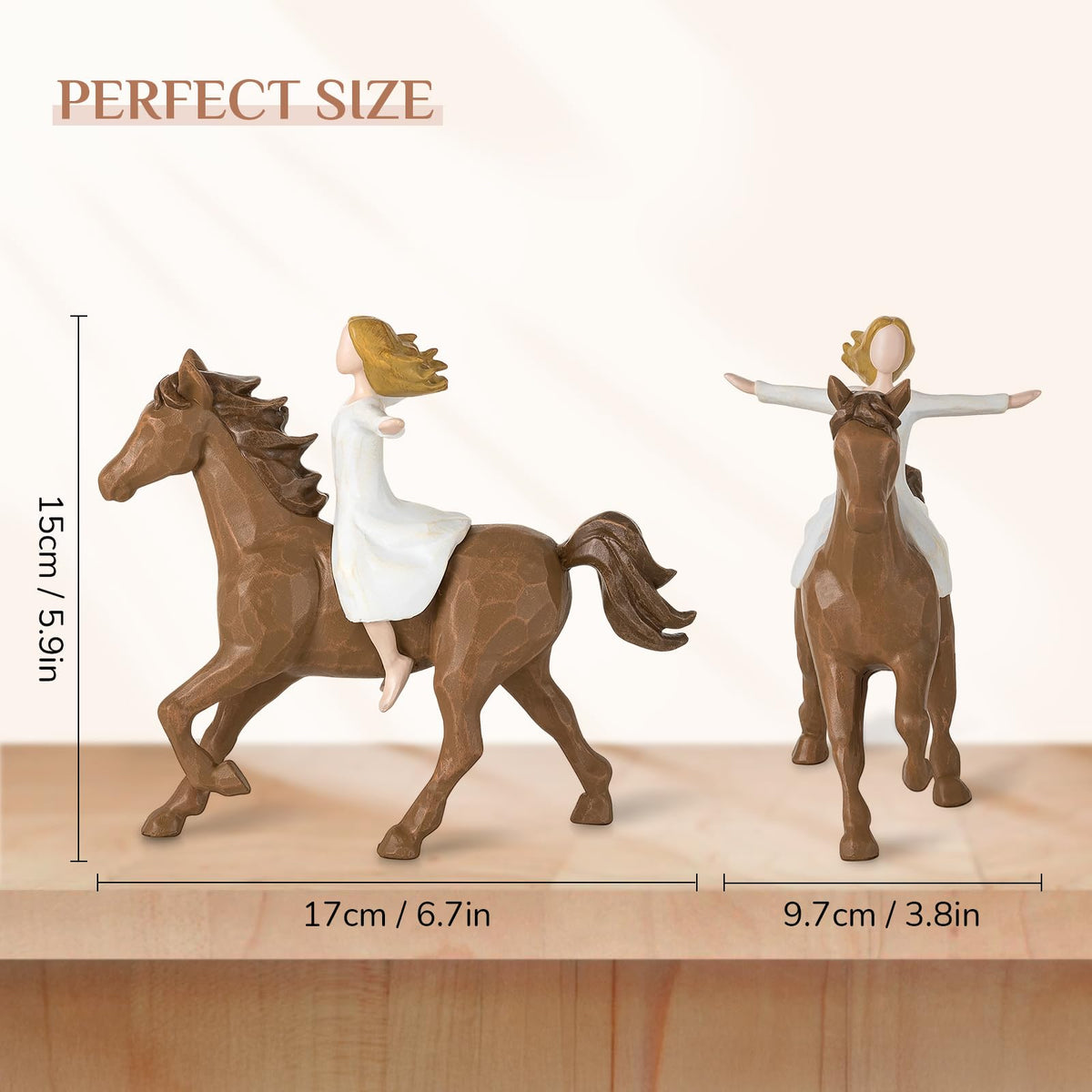 Storieme horse statue with hand-painted details highlighting hair and muscles.