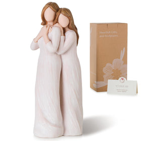 Storieme mom back hug figurine shows affectionate embrace, ideal Mother's Day keepsake.