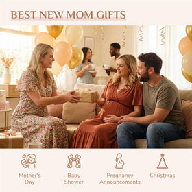 Storieme mom-to-be figurine with tender details for expectant mothers.