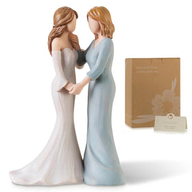 Storieme Mother of the Bride figurine shows the cheek touch, a timeless keepsake for mom.