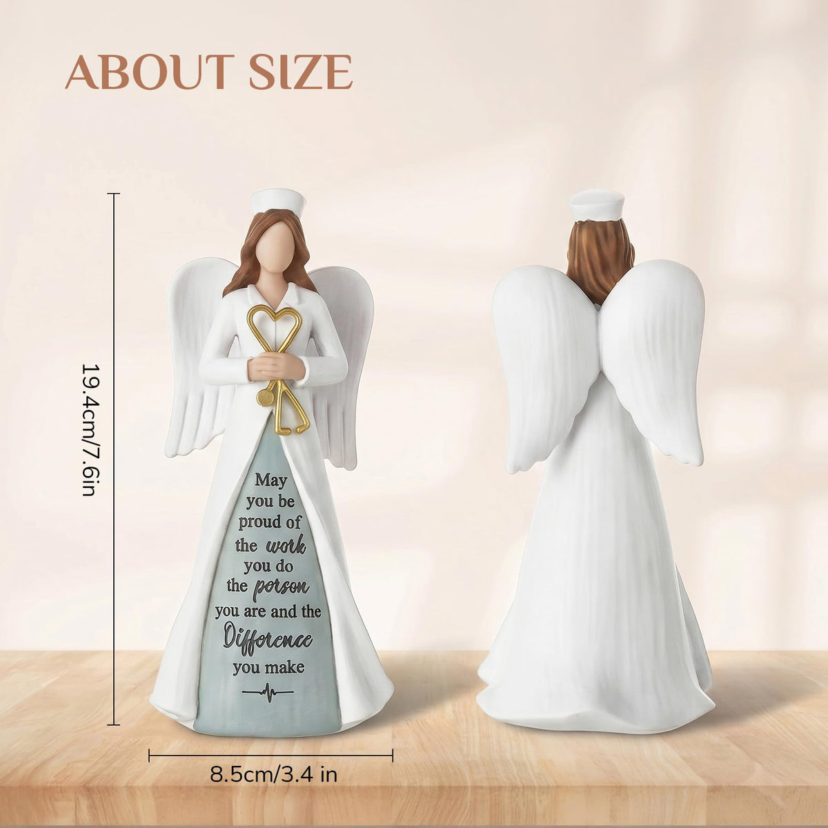 Storieme nurse angel figure stands 7.6 inches tall for desks