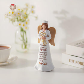 Storieme nurse angel figurine on nightstand with serene presence