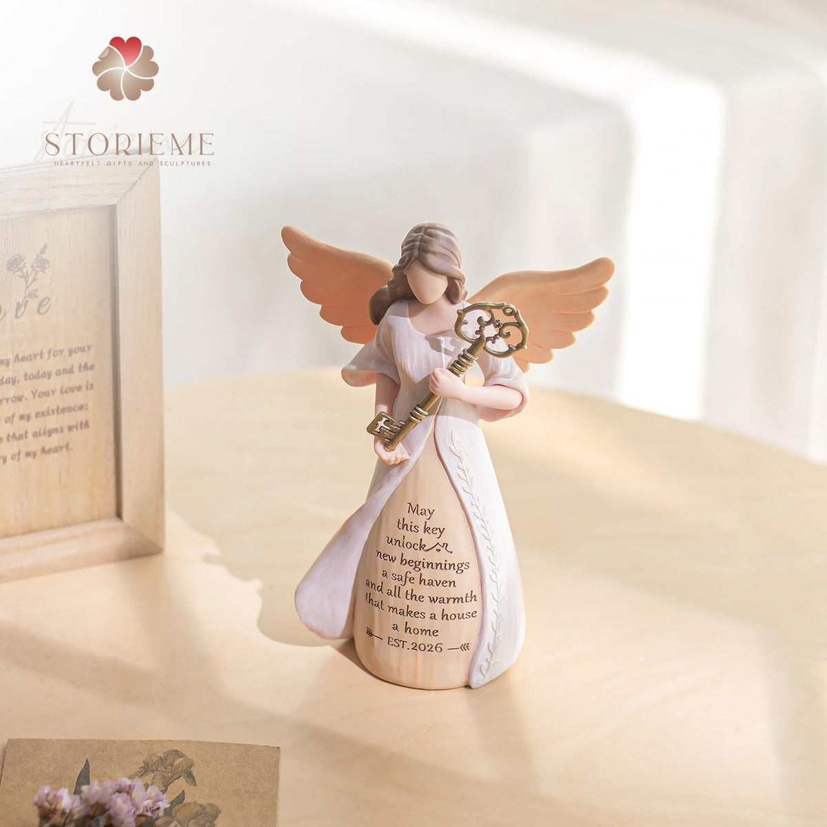 Storieme gift-ready guardian angel key sculpture in a stylish box