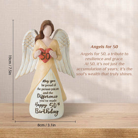 Storieme sentimental 50th birthday gift angel sculpture with milestone message.