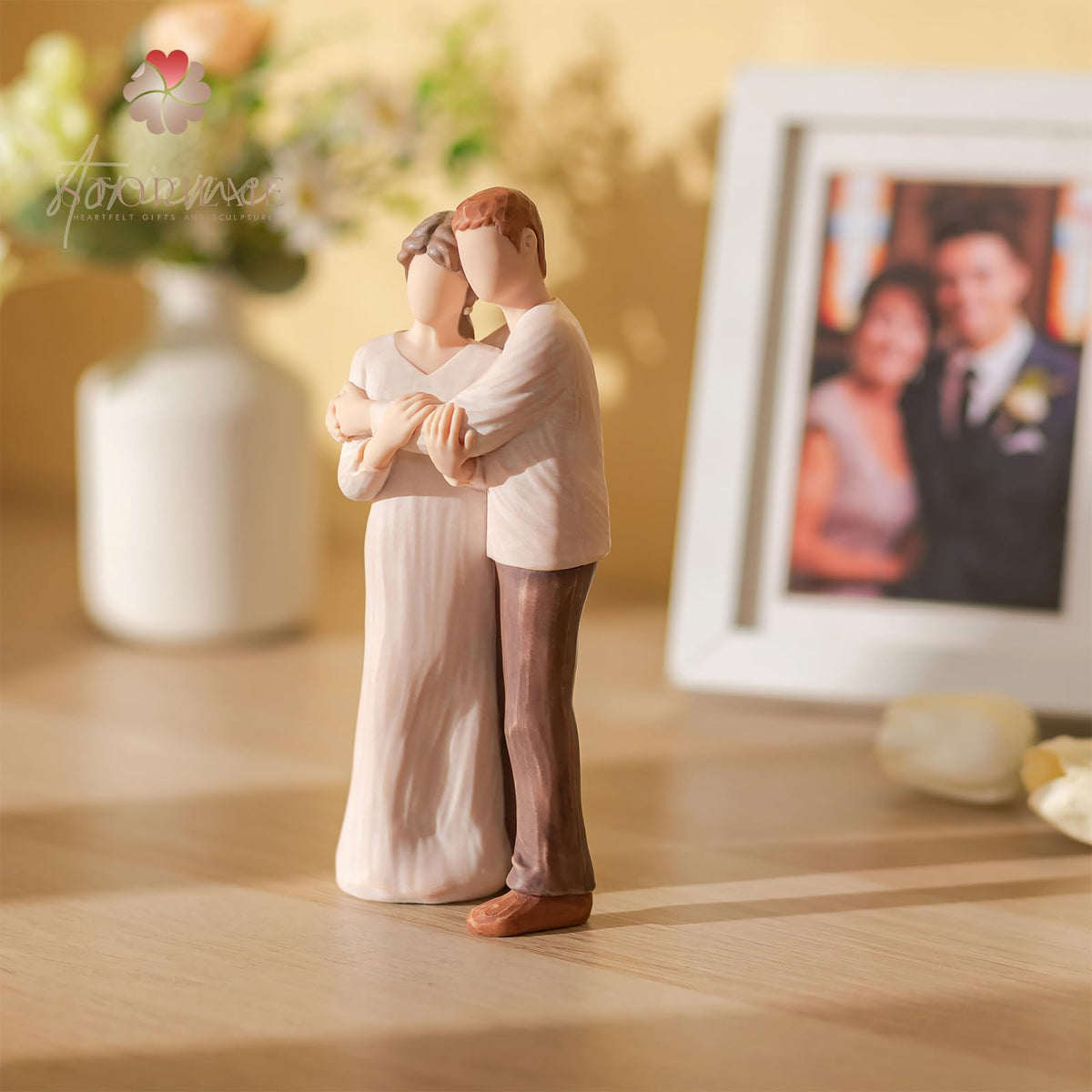 Storieme keepsake statue captures a heartfelt moment between mother and son.