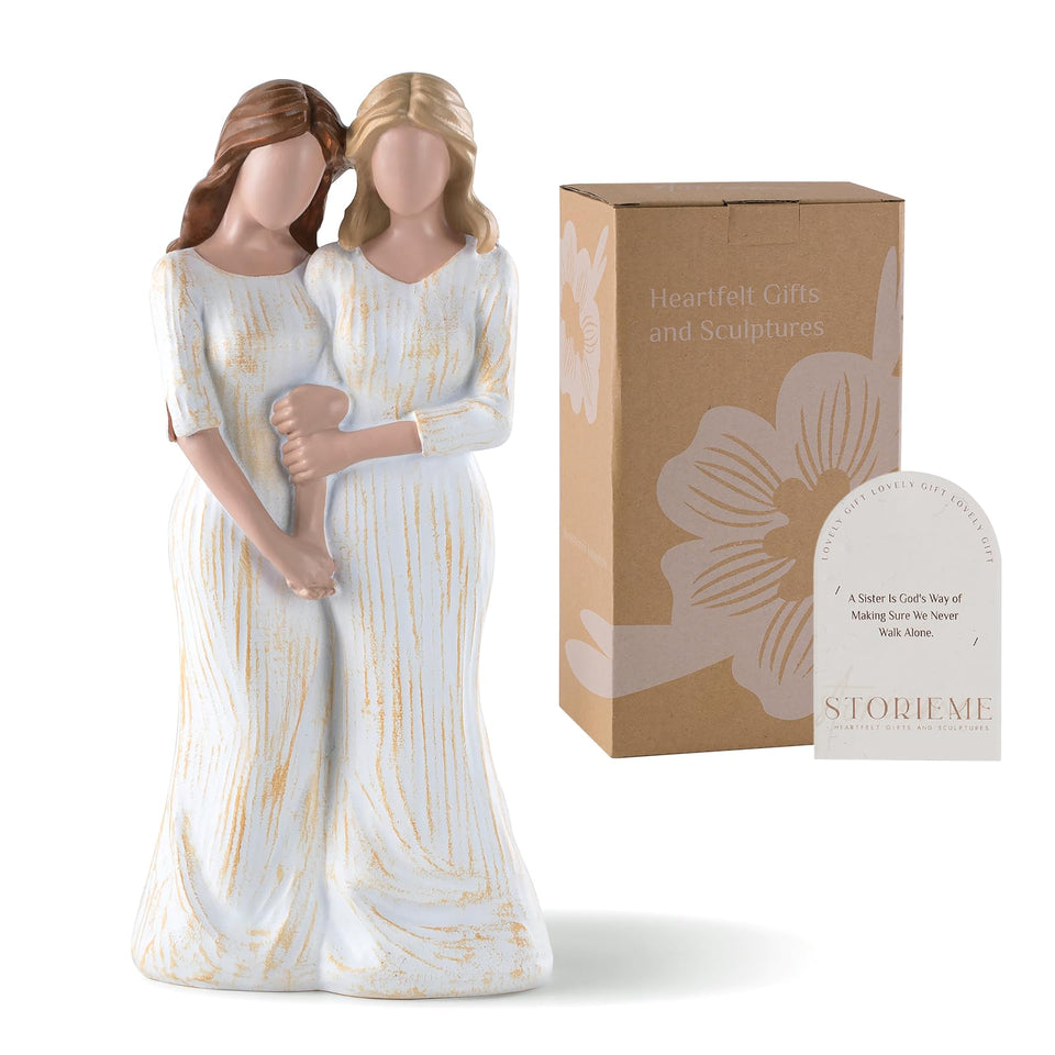 Storieme sister figurine arm-in-arm decor highlights sisterhood as a thoughtful gift