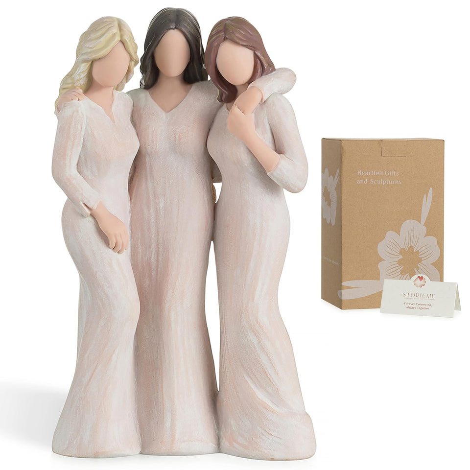 Storieme three sisters figurines on display, a timeless friendship symbol for home decor