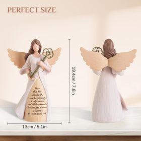 Storieme angel with vintage key design guarding a doorway enhancing entryway decor