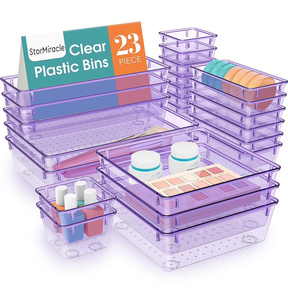 StorMiracle 23-piece drawer organizer set top view keeps contents organized.