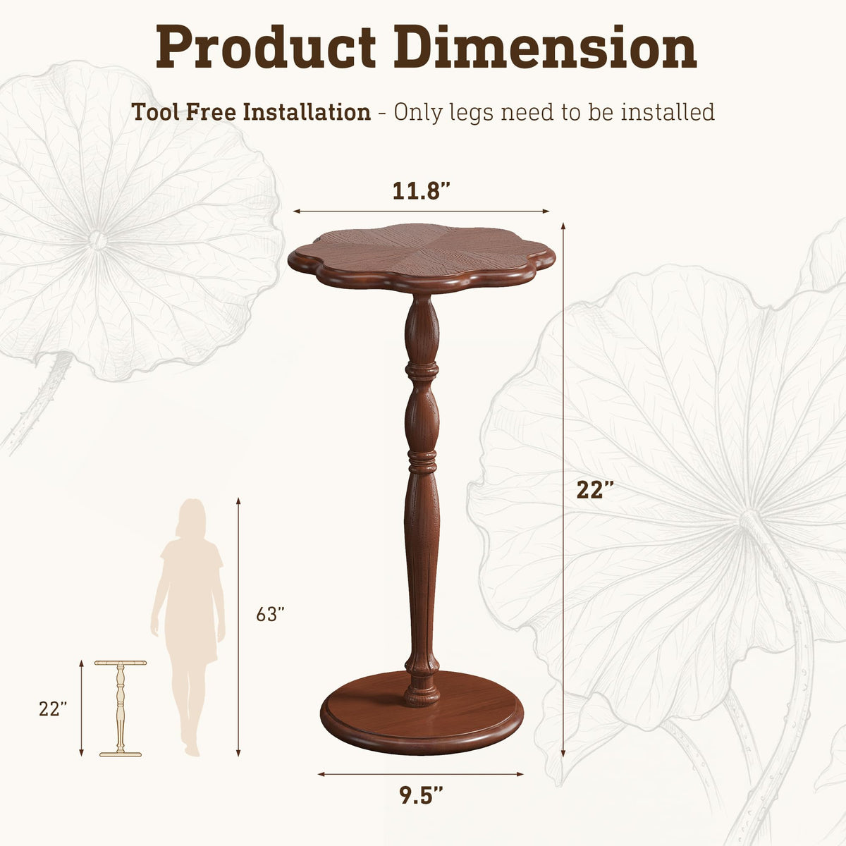 STO'SENSE round side table pedestal legs showing sculpted stability