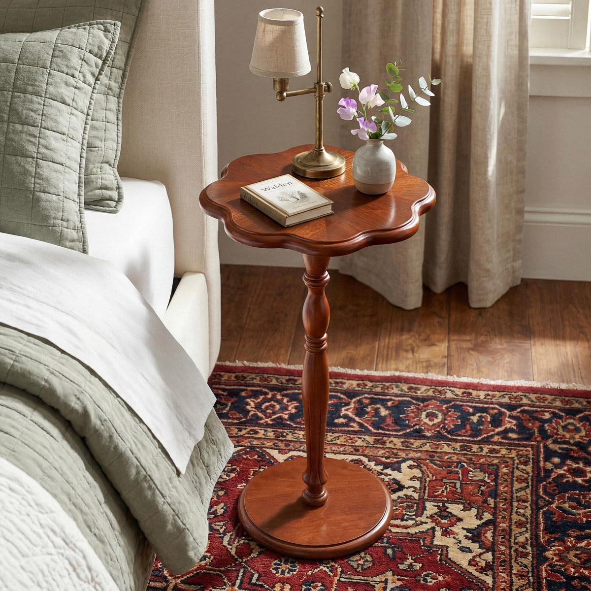 STO'SENSE round side table walnut finish complements warm decor