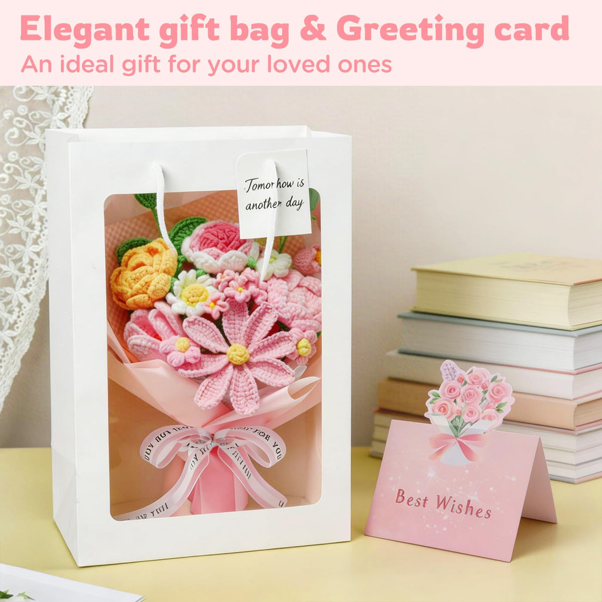 Stowcove gift-ready bouquet with bag and card for easy gifting.