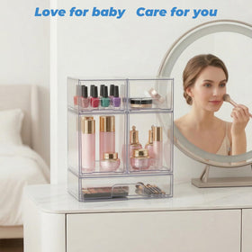 Stowgo BPA-free clear acrylic construction for durable, easy-to-clean storage.