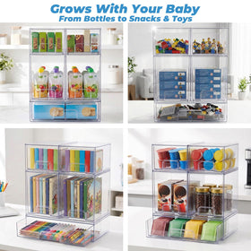 Stowgo drawer pull handles with non-slip pads for secure one-handed access.