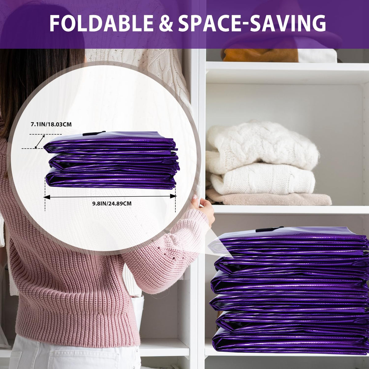 STOWM 6-pack moving bags folded flat for compact storage.